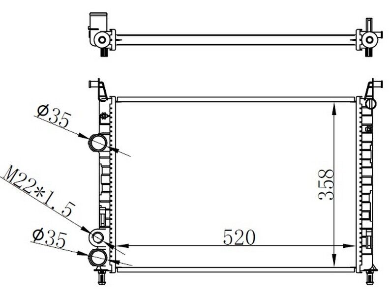 RADYATÖR BRAZİNG PALIO 1.2-1.4i 05 > AC /- MEK 520x358x22