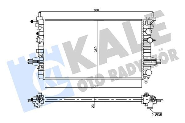 SU RADYATÖRÜ OPEL ASTRA H 04 >ZAFIRA 05 > 1.6 1.8 MT AC NAC MEKANİK 605x359x23