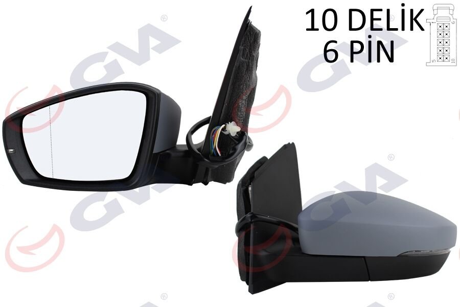 DIŞ DİKİZ AYNASI SOL POLO 09> ELEKTRİKLİ ISITMALI ASTARLI ASFERİK 6 FİŞ VM-388NEHPAL