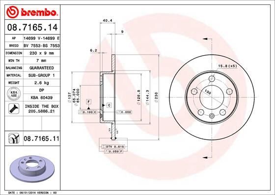 FREN DISKI ARKA VW GOLF 98-06 POLO 02- AUDI A1 19- SEAT IBIZA 02- -232 90 5 100 2 Adet