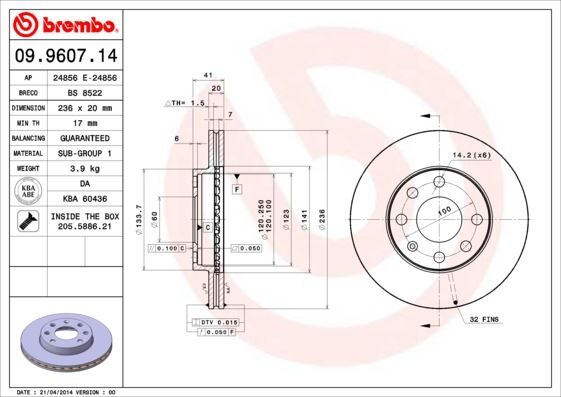 ÖN FREN AYNASI CORSA B-ASTRA F-VECTRA A-ASCONA C-COMBO B 94-01 AVEO-KALOS 03> 246x19.9x4DLxHAVALI 90511111-93182291-93281952 2 Adet