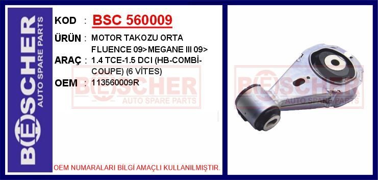 MOTOR TAKOZU ORTA FLUENCE 09>MEGANE III 09> 1.4 TCE-1.5 DCI HB-COMBİ-COUPE 6 VİTES