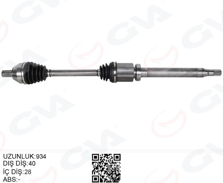 ÖN AKS KOMPLE SAĞ SAG S60 II VOLVO 1.6 D2 10>15 S80 II 1.6D 10> V60 VOLVO 1.6 10>15 V70 III VOLVO 1.6 D2 07>15 6 VİTESLİ OTOMATİK ŞANZIMAN İÇİN UZUNLUK 934mm 57 TEKER TARAFLİ DİS 40