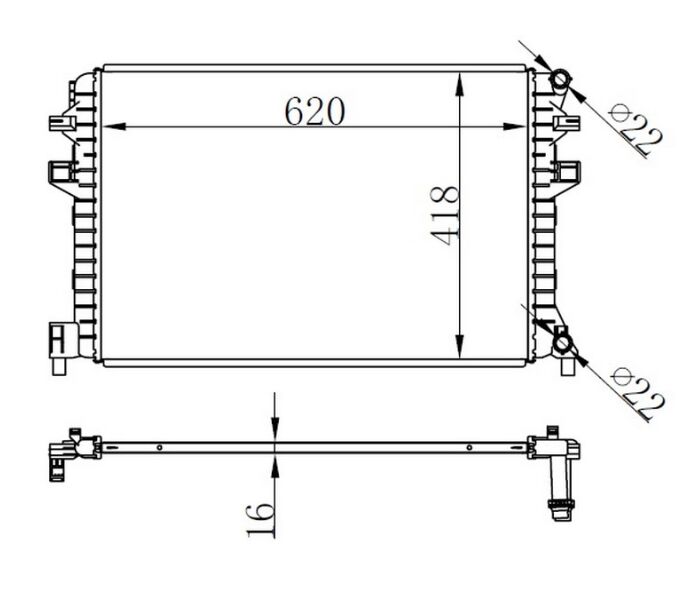 RADYATÖR BRAZİNG GOLF VII-A3-LEON-OCTAVIA 1.2-1.4-1.6 12 > 620x418x16
