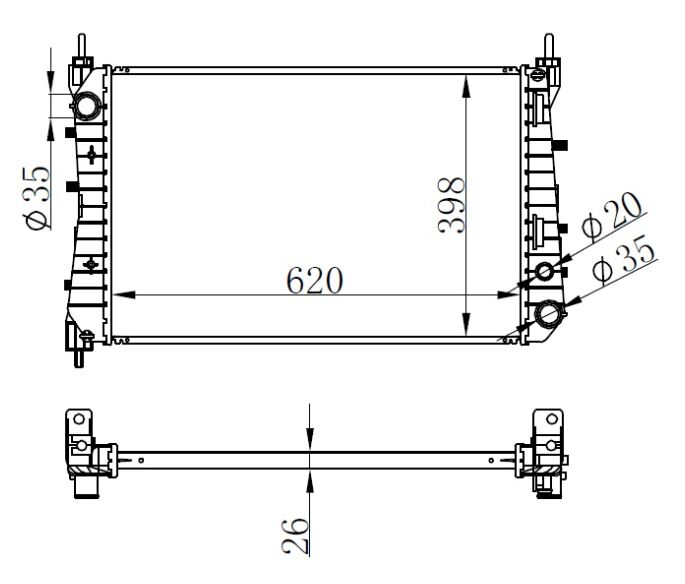 RADYATÖR BRAZİNG LINEA 1.3 JTD AC KLİMASIZ MEK 621x395x26